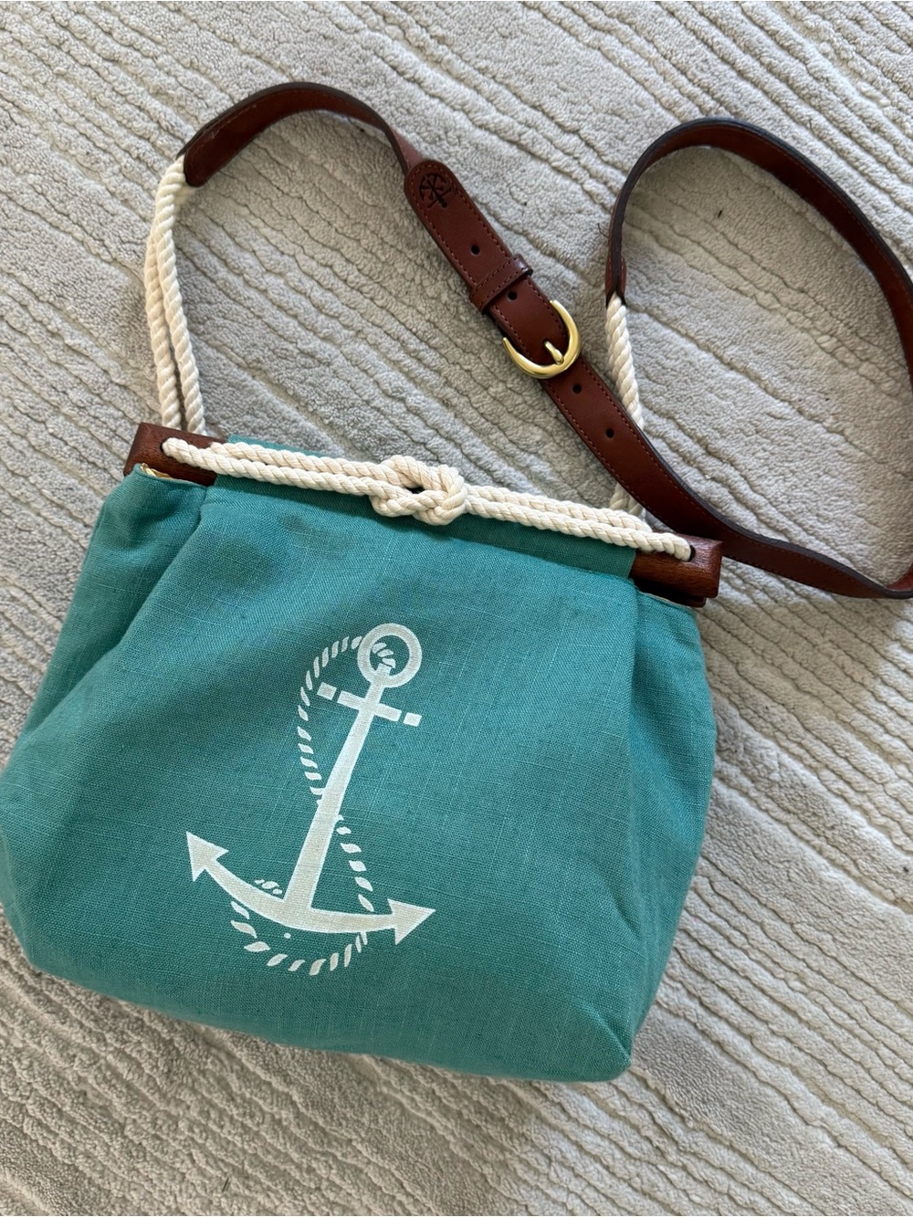 NEW KIEL JAMES PATRICK TURQUOISE ANCHOR ROPE NAUTICAL CROSSBODY - Picture 9 of 14